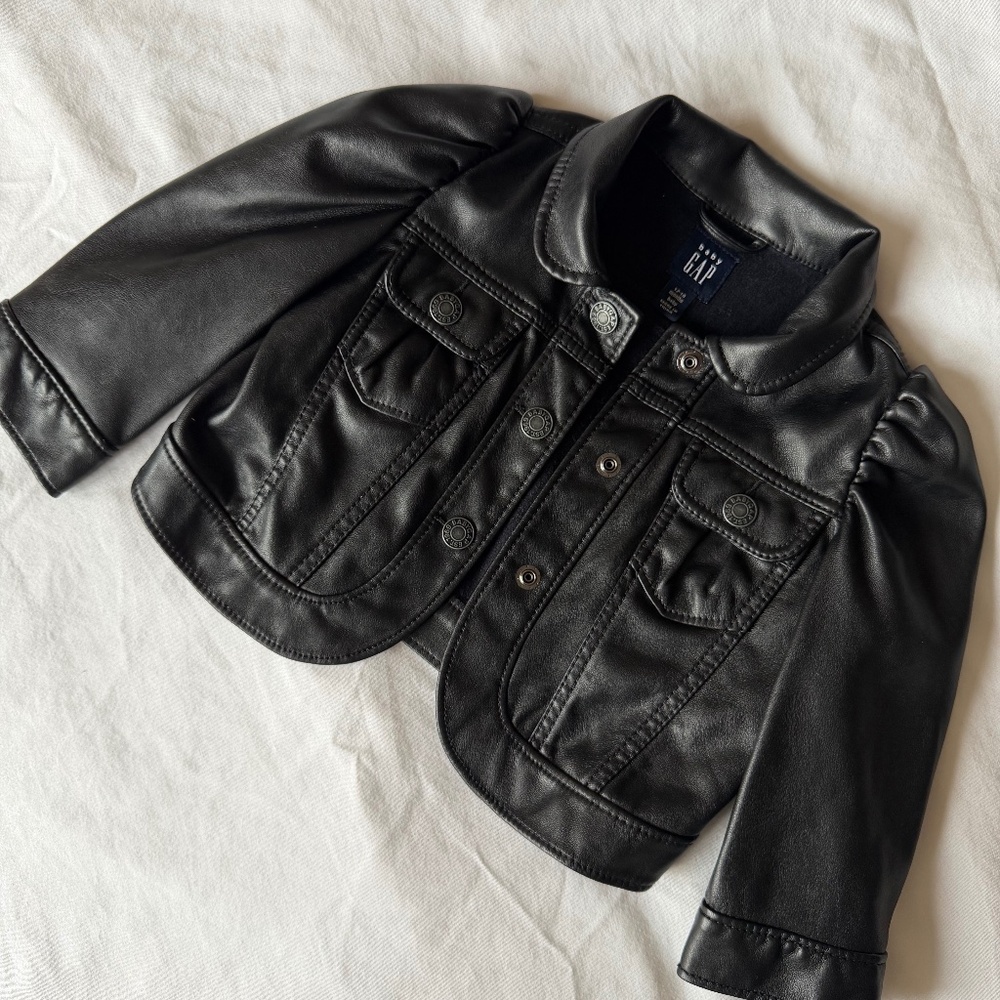 Faux leather baby jacket